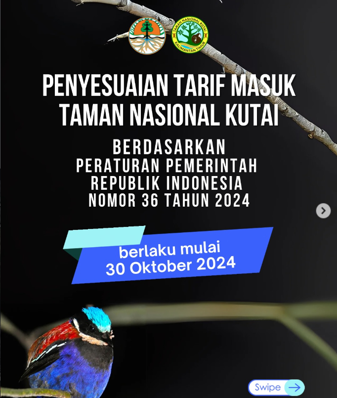 Penyesuaian Tarif Masuk Taman Nasional Kutai Mulai Berlaku 30 Oktober 2024